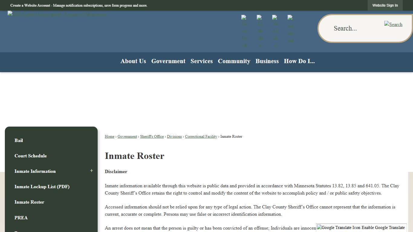Inmate Roster Clay County, MN - Official Website