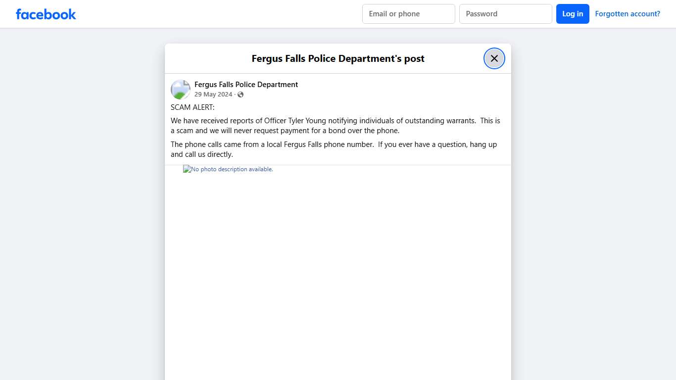SCAM ALERT: We have... - Fergus Falls Police Department Facebook